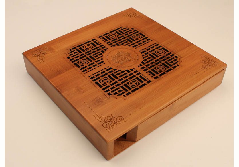 Bamboo laser engraved storage box for Pu Er tea cake