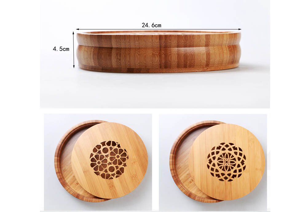 Round storage bamboo tray box
