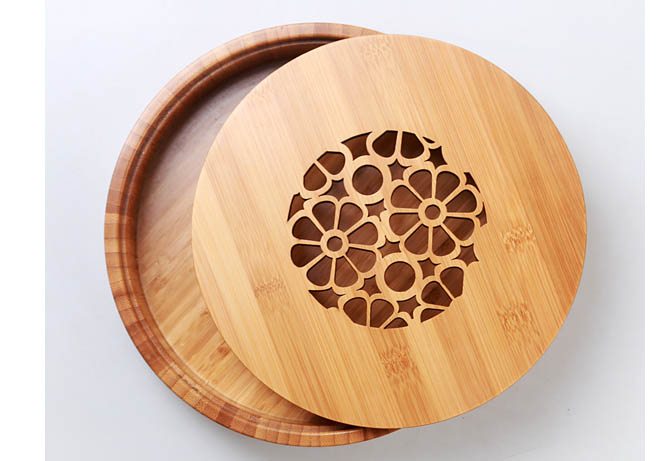 Bamboo round box with lid