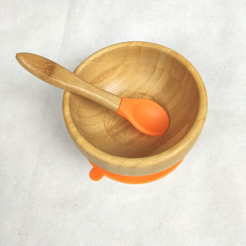bamboo baby bowls with silicone spoon
