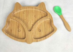 Fox shape bamboo toddler plates