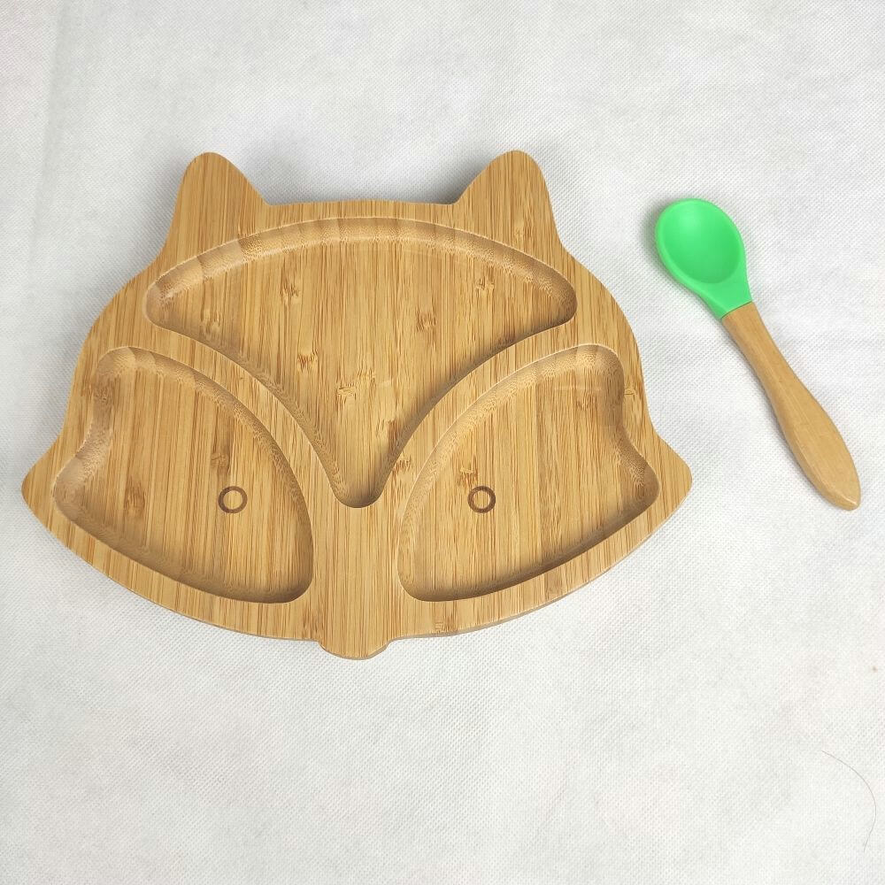 Fox shape bamboo toddler plates