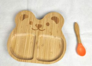 bamboo baby bear plates with silicone suction
