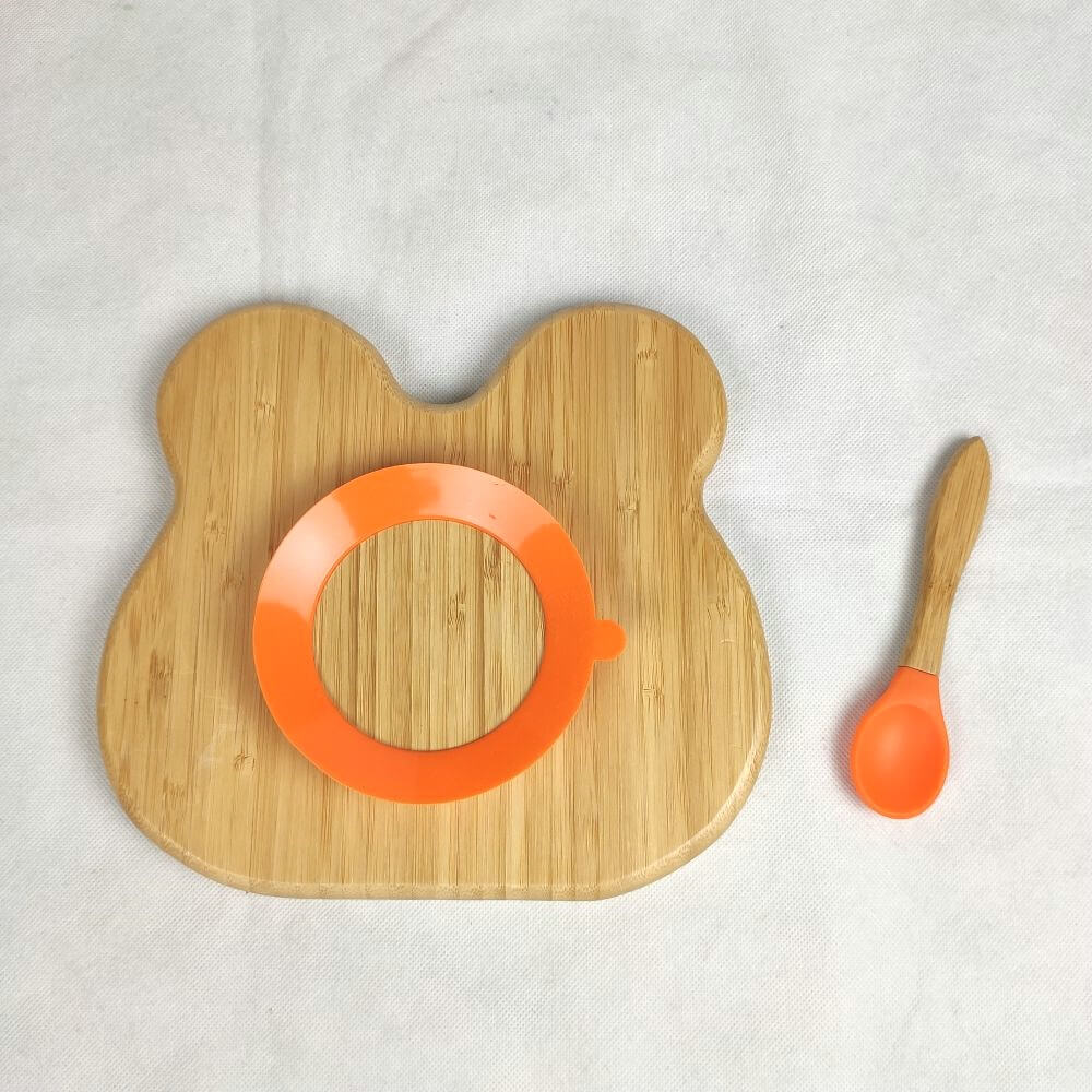 bamboo baby bear plates with silicone suction