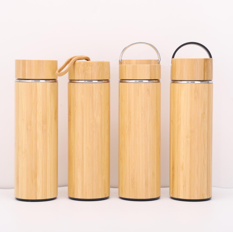 bamboo insulated water bottle with sports lid