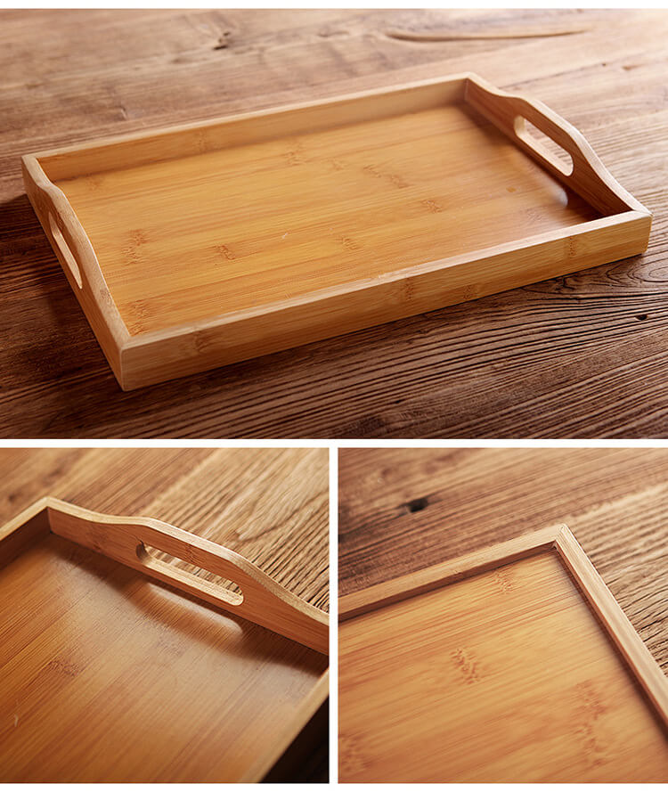 bamboo serving tray with handles 