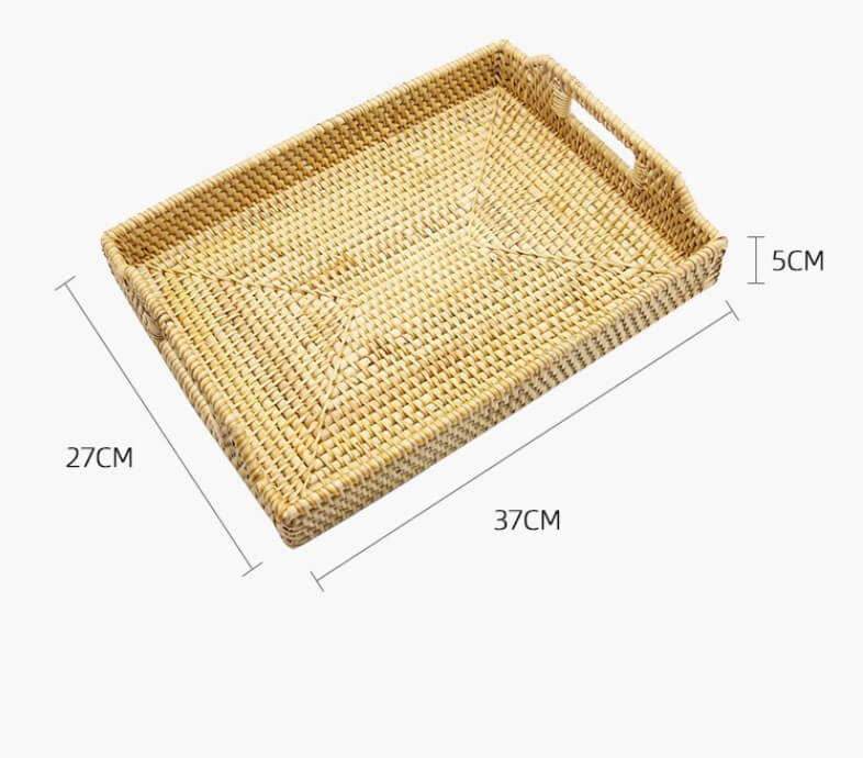 rectangle rattan serving tray with handles