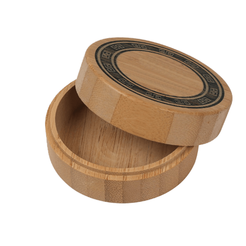 Round wooden boxes