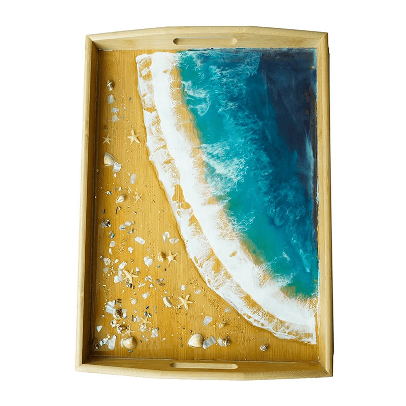 Bamboo Serving Tray with Resin Art