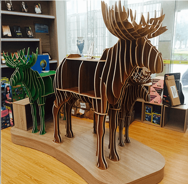Moose Animal shaped wooden bookshelf