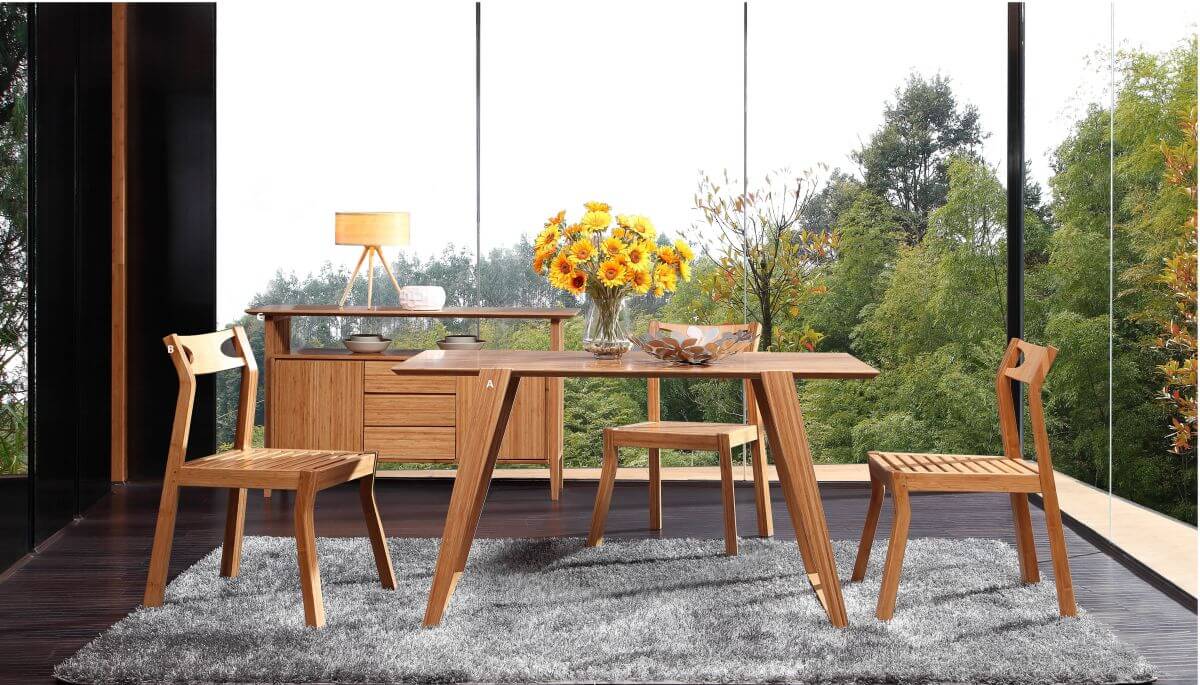 bamboo dining table and chairs