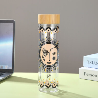 bamboo lid glass water bottle
