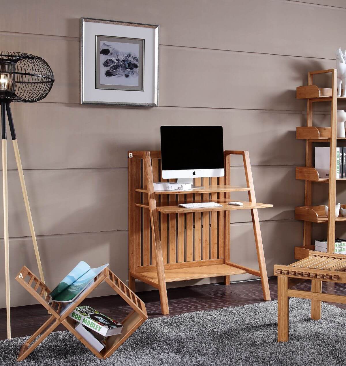 bamboo side computer table