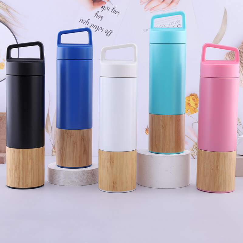 color paint reusable bamboo water bottle