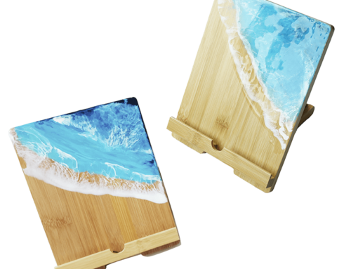 Ocean resin bamboo tablet holder stand