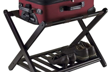 black bamboo folding luggage rack