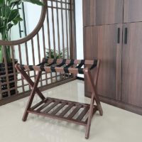 dark stained color wooden luggage rack stand