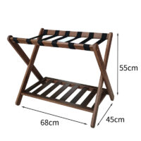 dark stained color wooden luggage rack stand