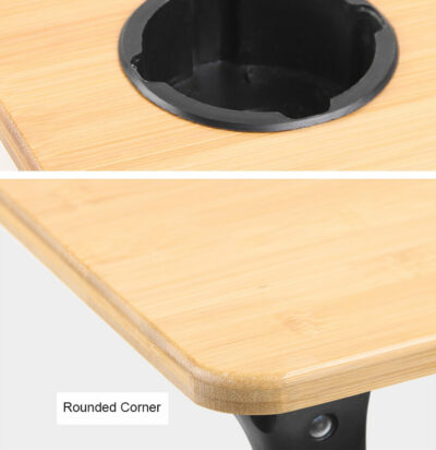 laptop desk with cup holder and rounded corner