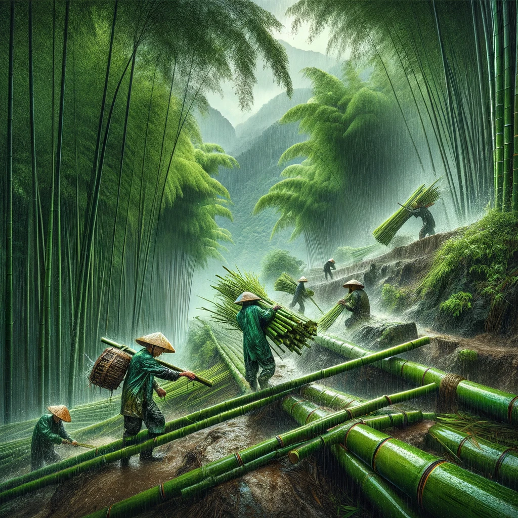 bamboo farming in the rainy season