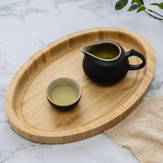 Oval shape bamboo tray