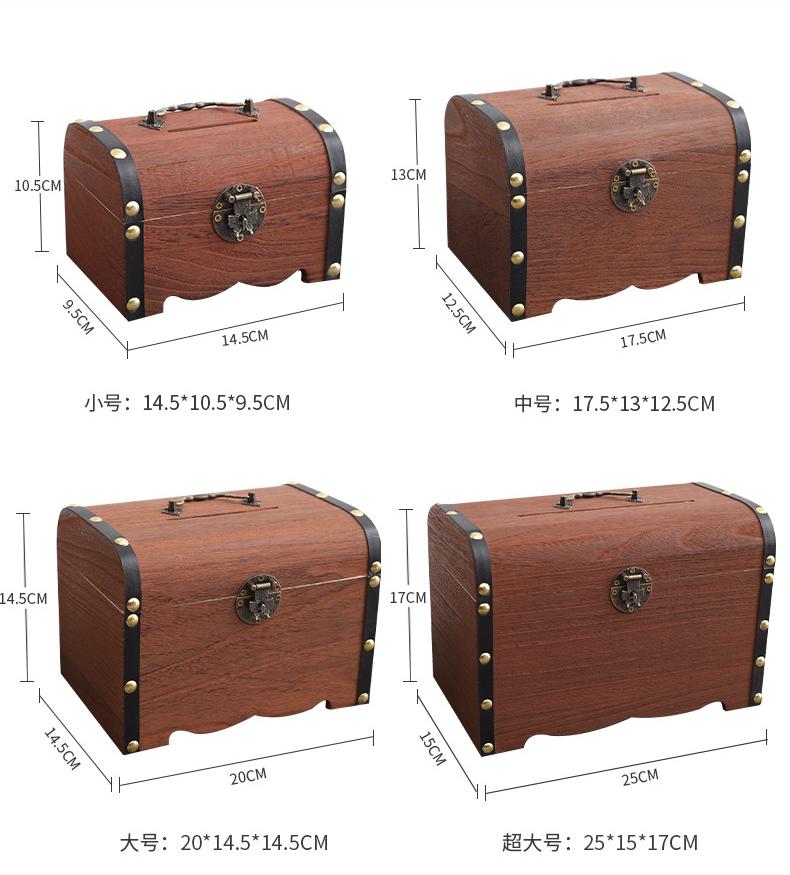 Size of set of 4 wooden tresure boxes