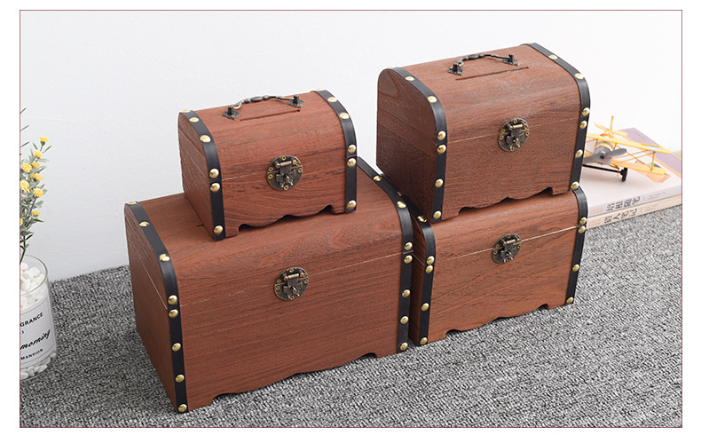 set of 4 wooden tresure boxes