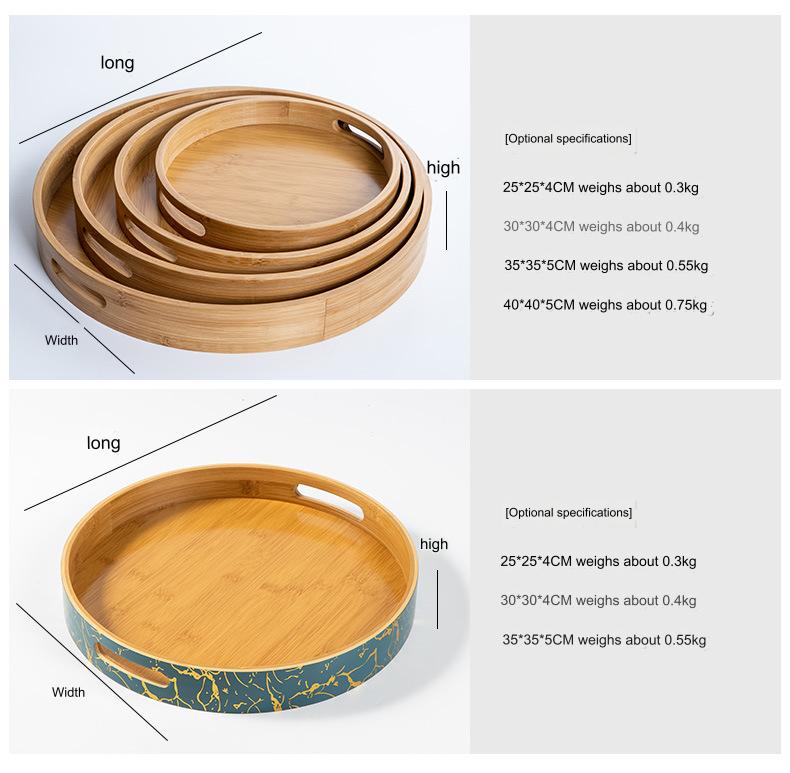 Size of bamboo round trays with hanle