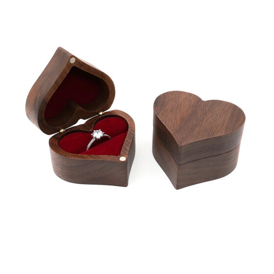 heart shape walnut ring box