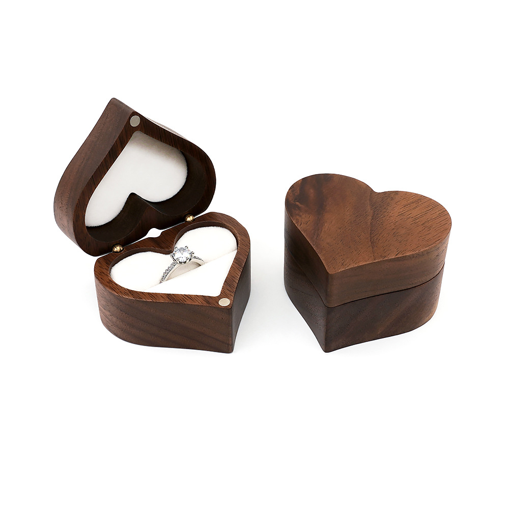 heart shape walnut ring box