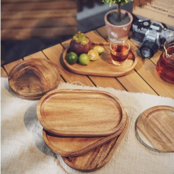 small wooden trays