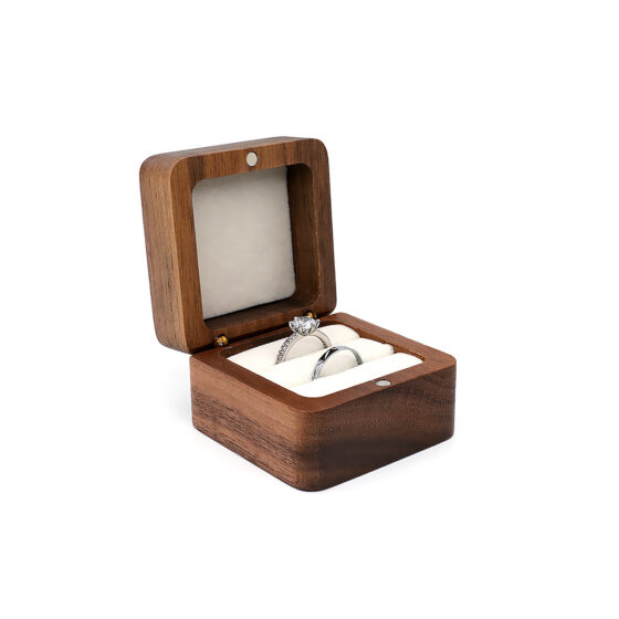 square walnut ring box
