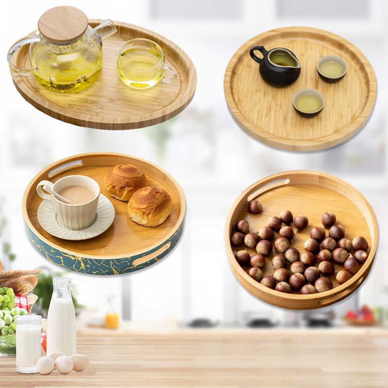 wholesale round bamboo tray